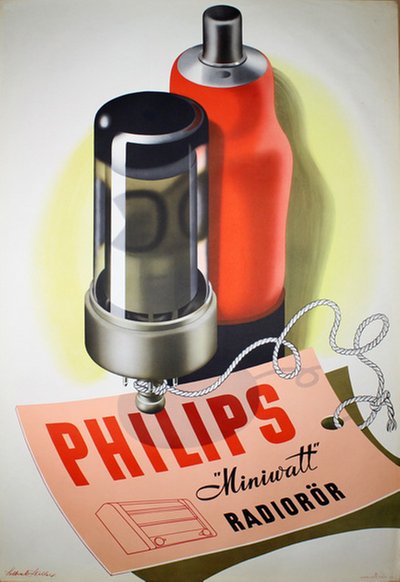 Philips Radiorör  original poster designed by Solbreck-Möller, Inga Margareta  (1918-1995) / Anders Beckman Reklamateljé 