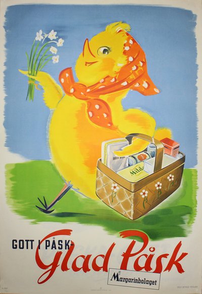 Easter chicken - Glad Påsk! original poster designed by Rolf Bethge - Reklam