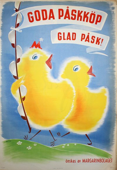 Easter chicken - Glad Påsk! original poster designed by Rolf Bethge