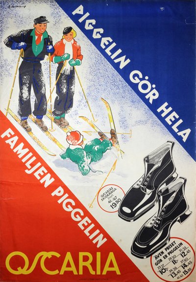 Oscaria Shoes - Ski Boots Piggelin original poster designed by Rohman, Eric (1891-1949)