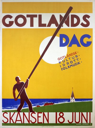 Gotlands Dag - Skansen Stockholm original poster designed by Jacobson, Harald 