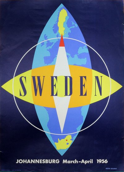 Sweden - Johannesburg original poster designed by Beckman, Anders (1907-1967)