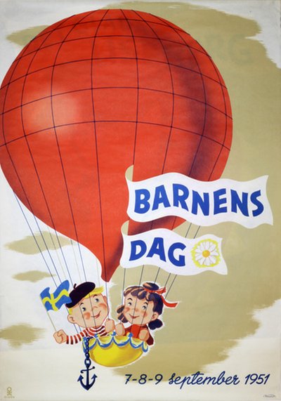 Barnens Dag 1951 original poster designed by Olsén, Hans Erik (1911-1983)