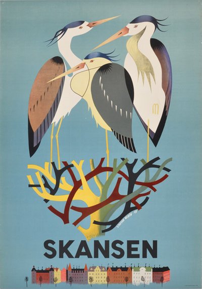 Skansen, Stockholm, Sweden original poster designed by Staffan Wirén