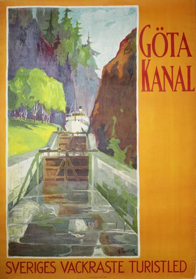 Göta Kanal Sveriges vackraste turistled original poster designed by Thoresson, Hjalmar (1893-1943)