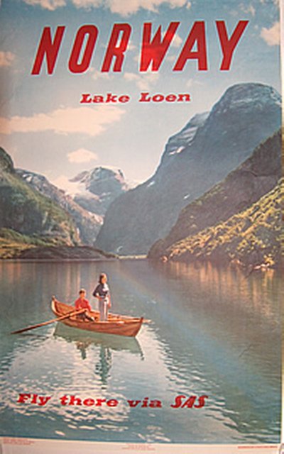 Norway - 1958 - Lake Loen original poster designed by John Tedford