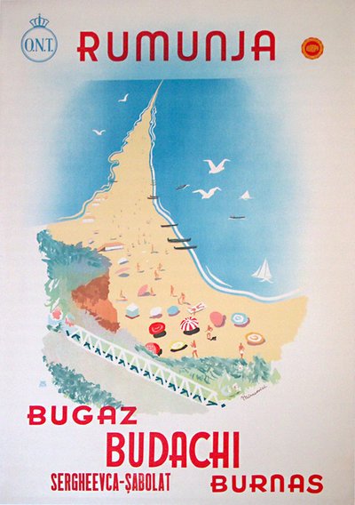 Rumunja - Bessarabia - Ukraine - spa and lake resorts original poster designed by Paul Miracovici