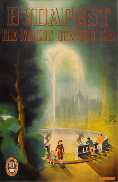 Budapest the Worlds Greatest Spa original poster designed by Revesz-Biro