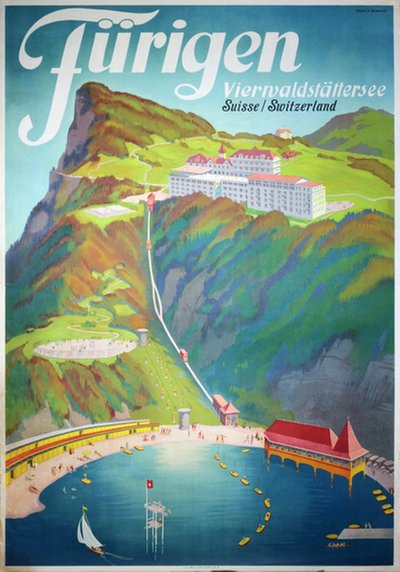 Fürigen Vierwaldstättersee - Switzerland Lake Lucerne original poster designed by Landolt, Otto (1889-1951)