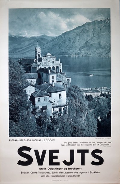 Switzerland - Madonna del Sasso Locarno Tessin original poster designed by Photo: Wehrli S. A. Kilchberg