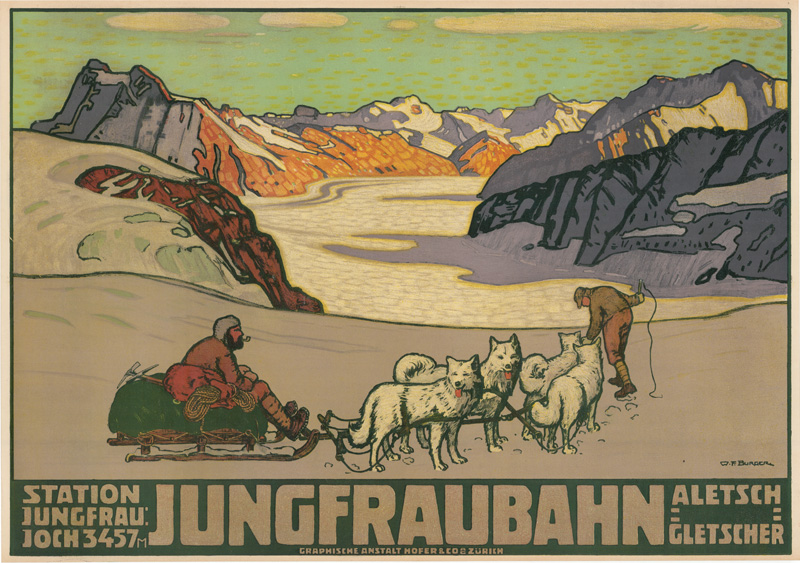 Jungfraubahn - Jungfraujoch 3457m original poster designed by Wilhelm Friedrich Burger (1882-1964)