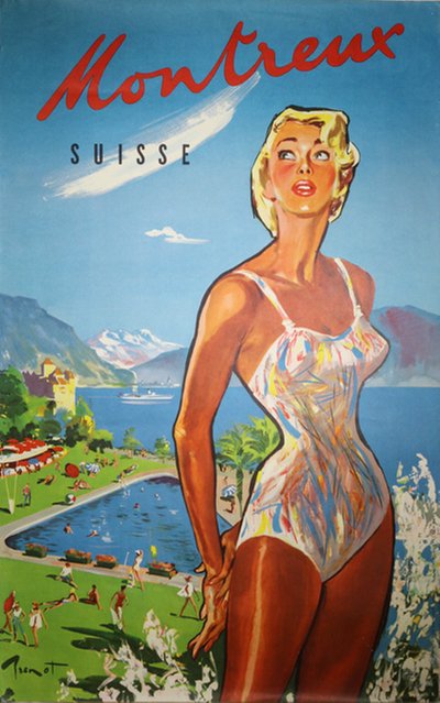 Montreux - Suisse original poster designed by Brenot, Pierre Laurent (1913-1998)