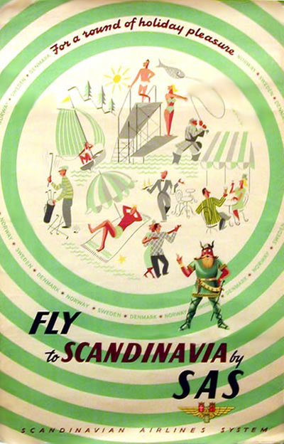 SAS - fly to Scandinavia original poster designed by Varney