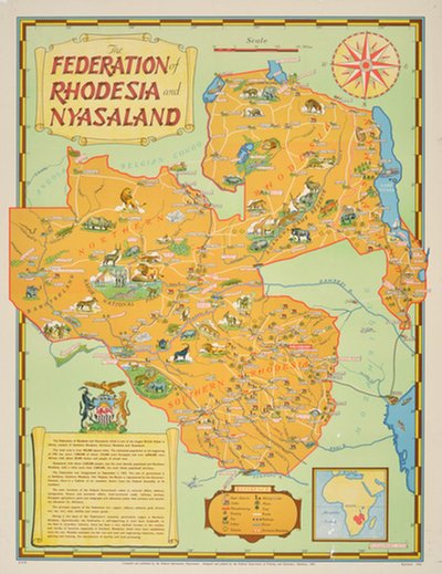 The Federation of Rhodesia and Nyasaland - Africa original poster designed by R. Beaumont