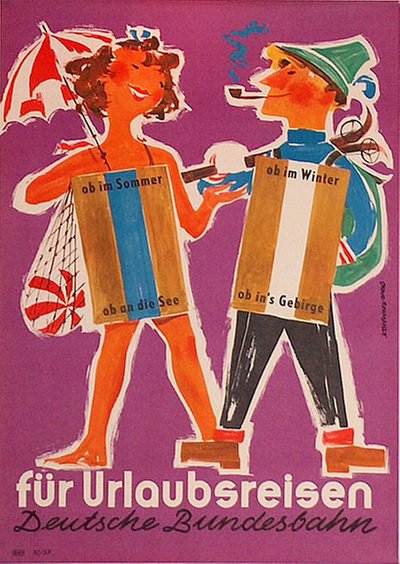 DB - für Urlaubsreisen original poster designed by Grave-Schmandt, Heinz (1920-1993)