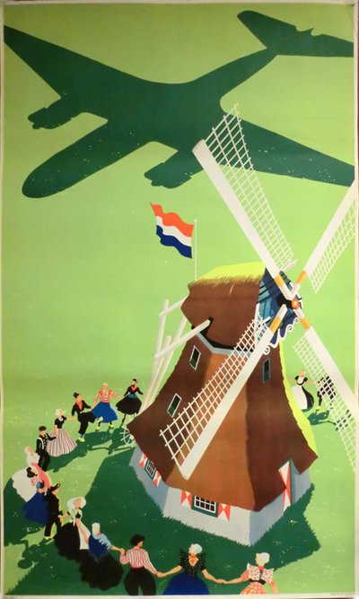 Holland - Windmill original poster designed by Erkelens, Paul C. (1912-?)