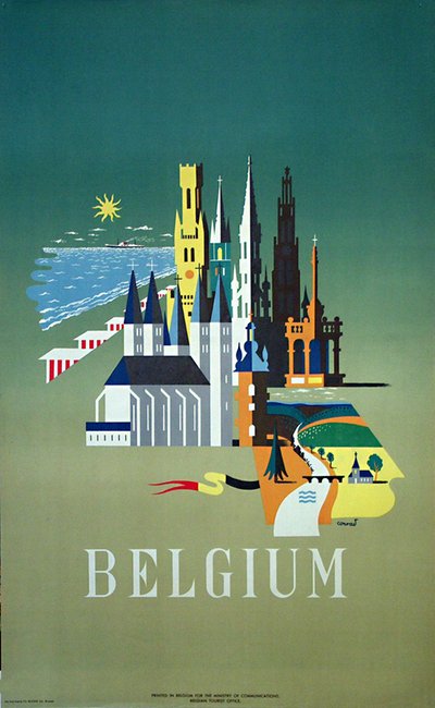 Belgium travel poster original poster designed by Conrad, Frédéric (1916-1982)