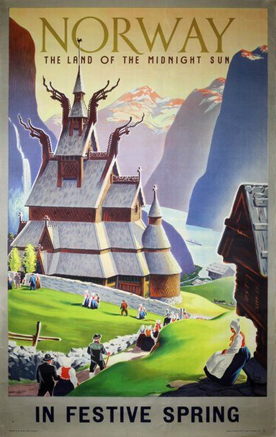 Norway The Land of the Midnight Sun original poster designed by Ivar Gull