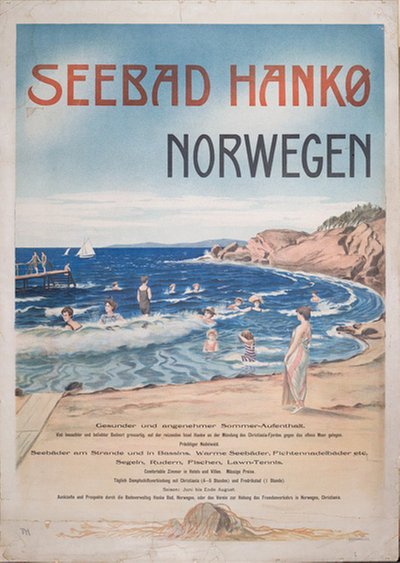 Hankø Bad - Norway original poster designed by Holmboe,Thorolf (1866-1935)