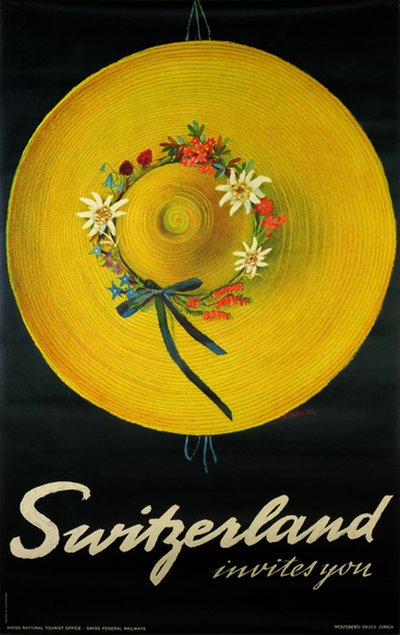 Switzerland Invites you original poster designed by Carigiet, Alois (1902-1985)