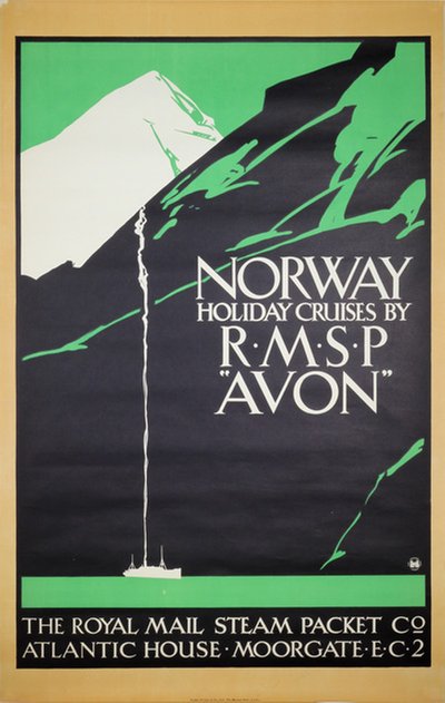 Norway Holiday Cruises RMSP AVON original poster designed by Taylor, Fred (1875-1963)