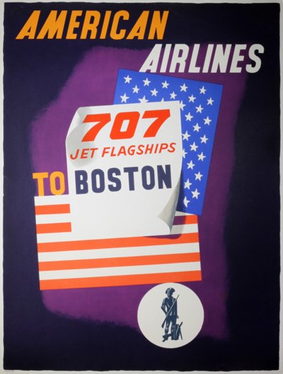 American Airlines 707 Jet Flagships to Boston original poster designed by McKnight Kauffer, Edward (1890-1954)