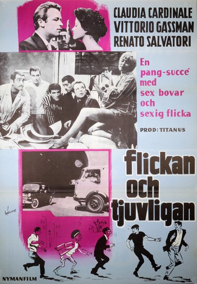 Flickan och tjuvligan  (Audace colpo dei soliti ignoti) - Claudia Cardinale original poster designed by Björne