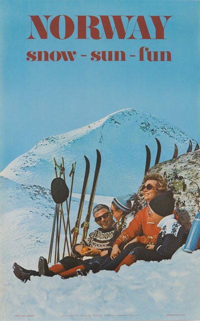Norway Ski Poster Snow Sun Fun 1970 original poster designed by Photo: Sohlberg