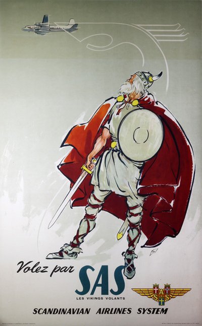 SAS - The Flying Vikings original poster designed by Nielsen, Otto (1916-2000)
