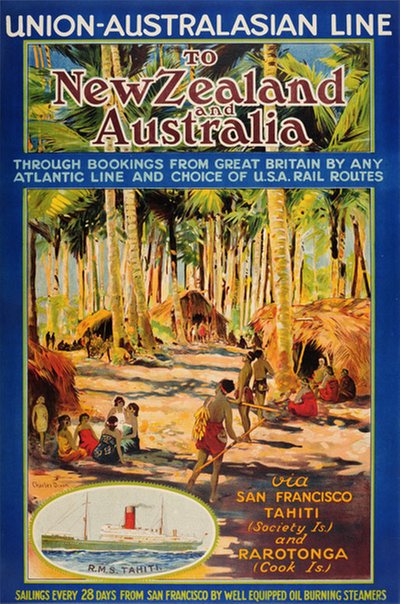 Union-Australasian Line to New Zealand and Australia original poster designed by Dixon, Charles Edward (1872-1934)