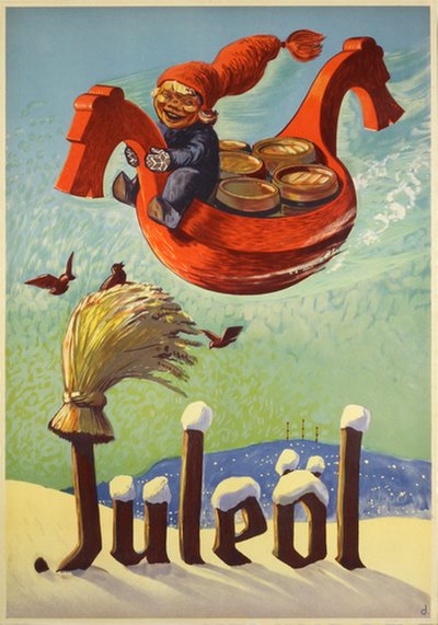 Juleöl - Christmas Beer original poster designed by Damsleth, Harald (1906-1971)
