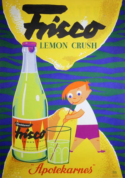 Apotekarnes Lemon Crush Soft Drink original poster designed by Roupe, Jerry (1919-2005)