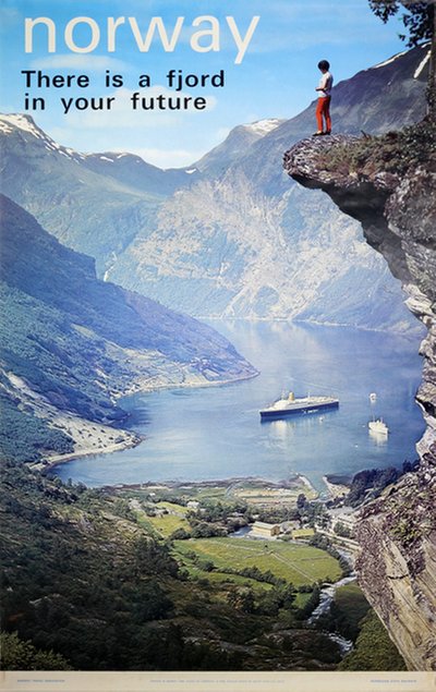 Norway - Geiranger - There is a fjord in your future original poster designed by Photo: Mittet Foto AS