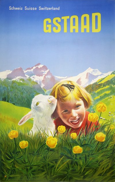 Gstaad Schweiz Switzerland Suisse original poster designed by Keck, Leo (1906-1987)
