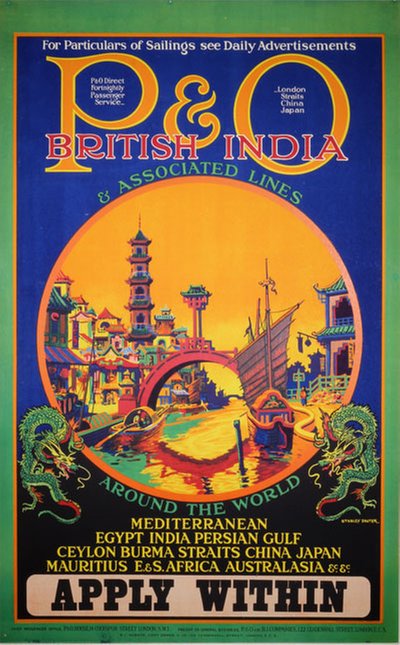 PO British India Around the world original poster designed by Shuter, Stanley 
