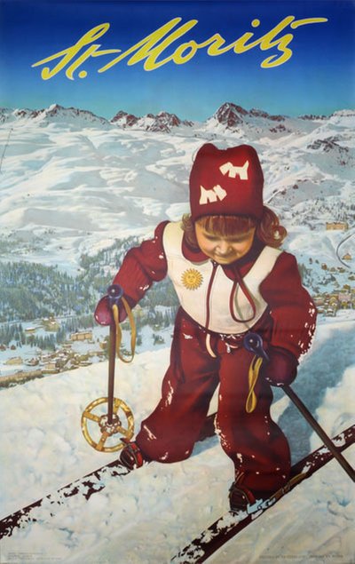 St. Moritz - Switzerland original poster designed by Fredy Hilber