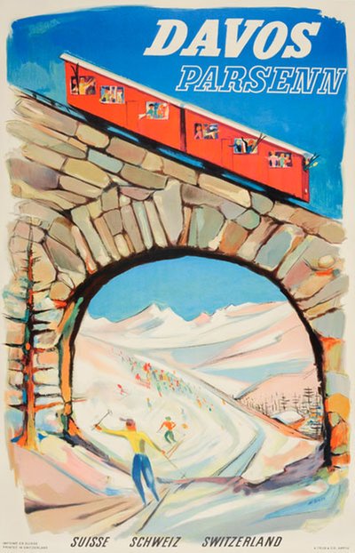 Davos Parsenn Switzerland original poster designed by Borer, Albert (1910-2004)