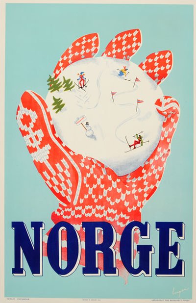 Norge - Ski poster original poster designed by Sørensen, Inger Skjensvold (1922-2006)