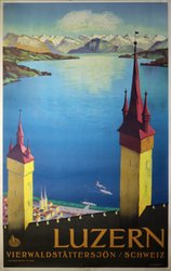 Luzern Vierwaldstättersee Switzerland plakat vintage poster