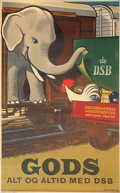 DSB - Gods alt og altid med DSB original poster designed by Rasmussen, Aage (1913-1975)