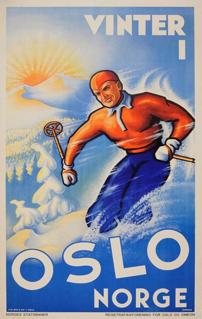 Vinter i Oslo Norge original poster designed by Jordan, Reidar (1908-1992)