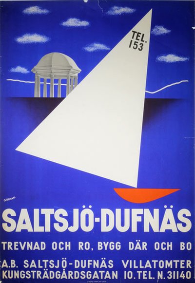 Sweden Stockholm Saltsjö Dufnäs original poster designed by Nyman, Olle (1909-1999)