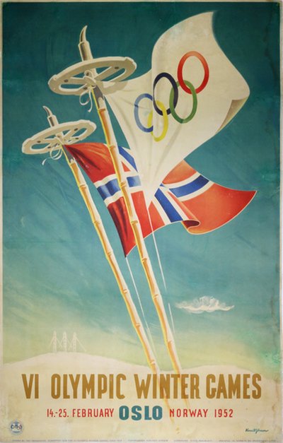 VI Olympic Winter Games Oslo 1952 original poster designed by Yran, Knut (1920-1998)