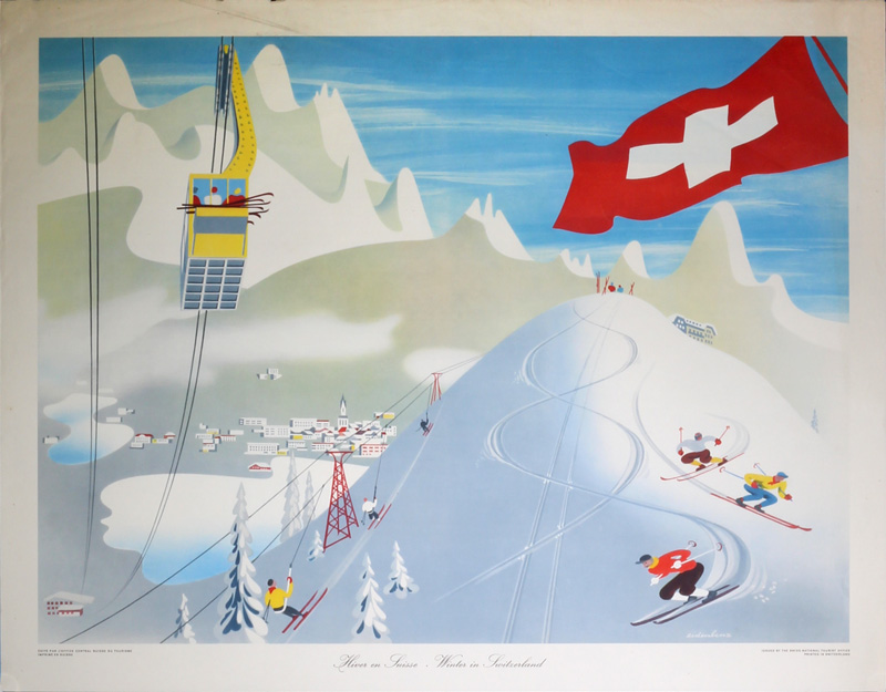 L'hiver en Suisse - Winter in Switzerland original poster designed by Eidenbenz, Hermann (1902-1993)