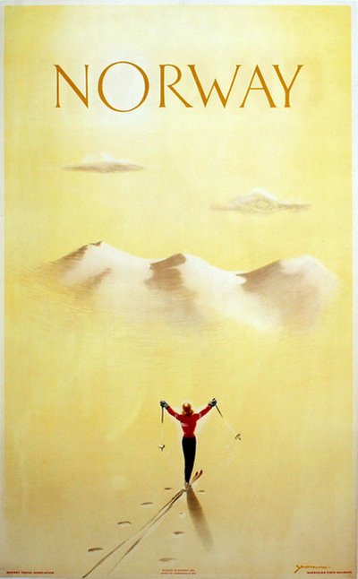 Norway - Ski poster 1953 original poster designed by Yran, Knut (1920-1998)