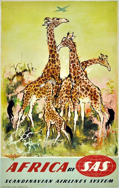 by SAS Africa Giraffe original poster designed by Nielsen, Otto (1916-2000)