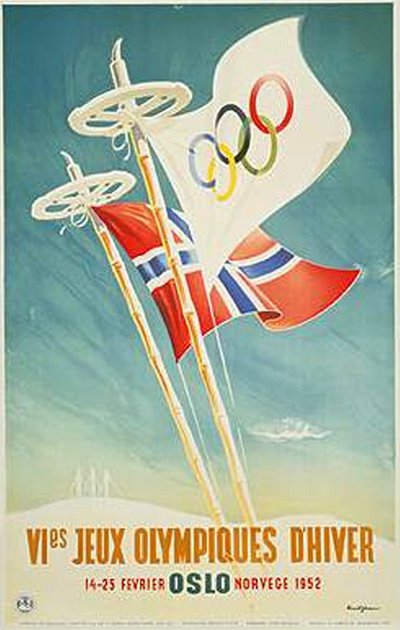 VIes Jeux Olympiques d'hiver Oslo 1952 original poster designed by Yran, Knut (1920-1998)