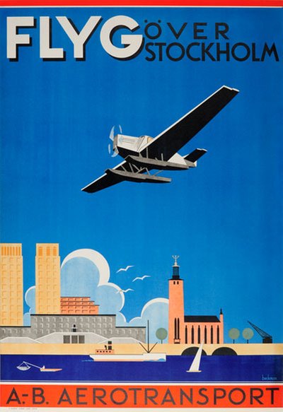 ABA - Flyg Over Stockholm original poster designed by Beckman, Anders (1907-1967)