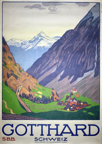 Gotthard - Schweiz original poster designed by Cardinaux, Emil (1877-1936)