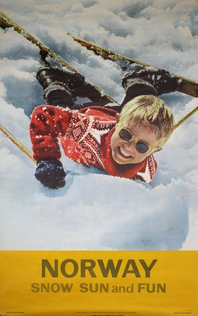 Norway Snow Sun Fun 1963 original poster designed by Photo: Bjørn Pahle